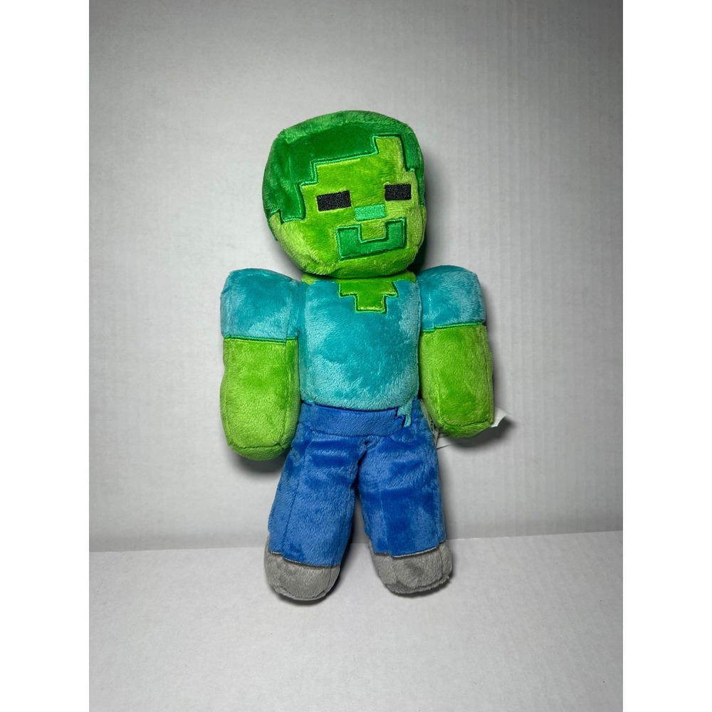 Minecraft Zombie Plush 12 Inch Stuffed Animal Toy Green Teal Blue Blocky Figure